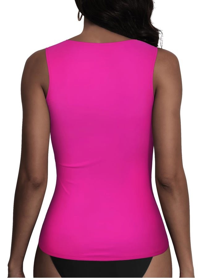Firpearl Women's Supportive Underwire Bathing Suit Top High Neck Swimsuits Modest Swim Tank Top Only Hot Pink 10 - Image 3