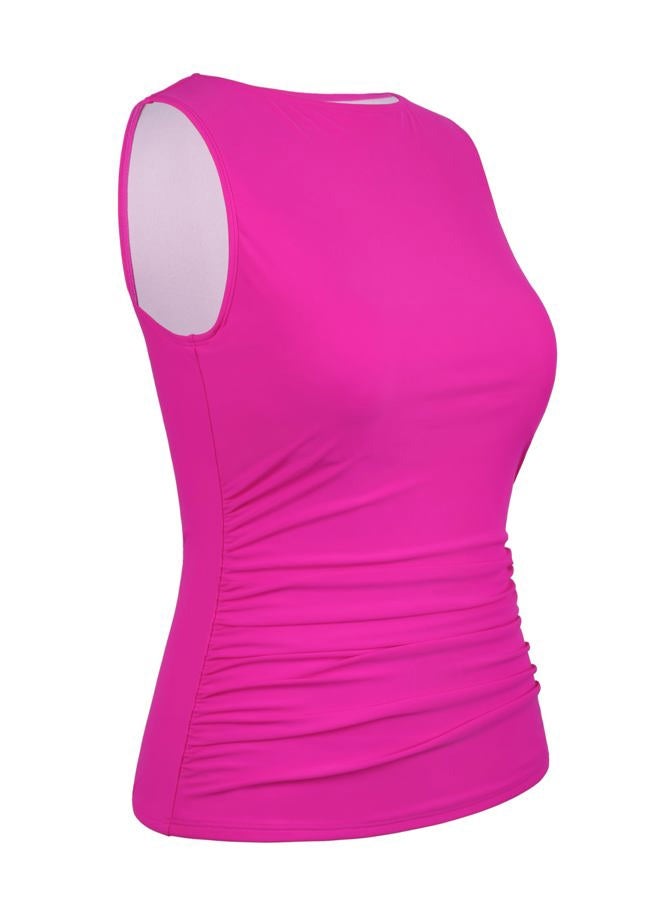 Firpearl Women's Supportive Underwire Bathing Suit Top High Neck Swimsuits Modest Swim Tank Top Only Hot Pink 10 - Image 4