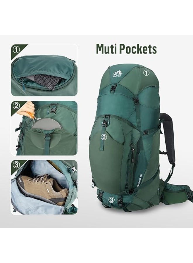 Night Cat Internal-frame Hiking Backpack- 30L Camping Backpack for Men Women Waterproof Rain Cover, Green - Image 5