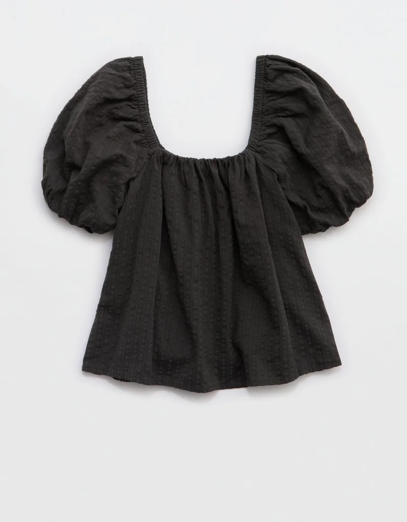Aerie  Aerie Seersucker Puff Sleeve Top for Women | Best Price UAE