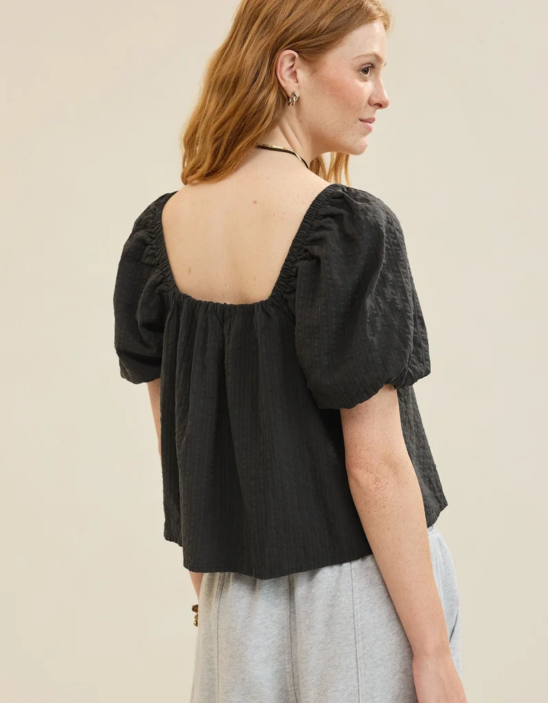 Aerie  Aerie Seersucker Puff Sleeve Top for Women | Best Price UAE