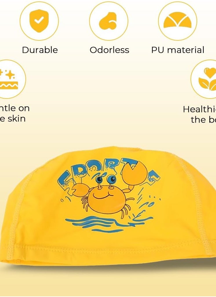 ENDLESS  Kids Fun Swimming Cap Set – 3-Pack Soft & Stretchy Silicone Swim Caps | Soft, Stretchy & Leak-Proof | Fun Colors for Boys & Girls | Perfect for Pool and Beach | Blue, Pink, Yellow  - Image 2