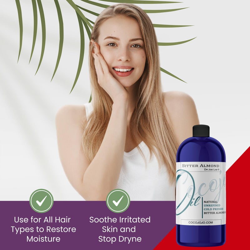 Dr Joe Lab Bitter Almond Oil - 32 oz - Pure Unrefined Cold Pressed Extra Virgin Non GMO All Natural, Vegan Bulk Carrier Oil Perfect for Body Hair Face Skin Nails Facial Hair DIY Cosmetics - Image 5