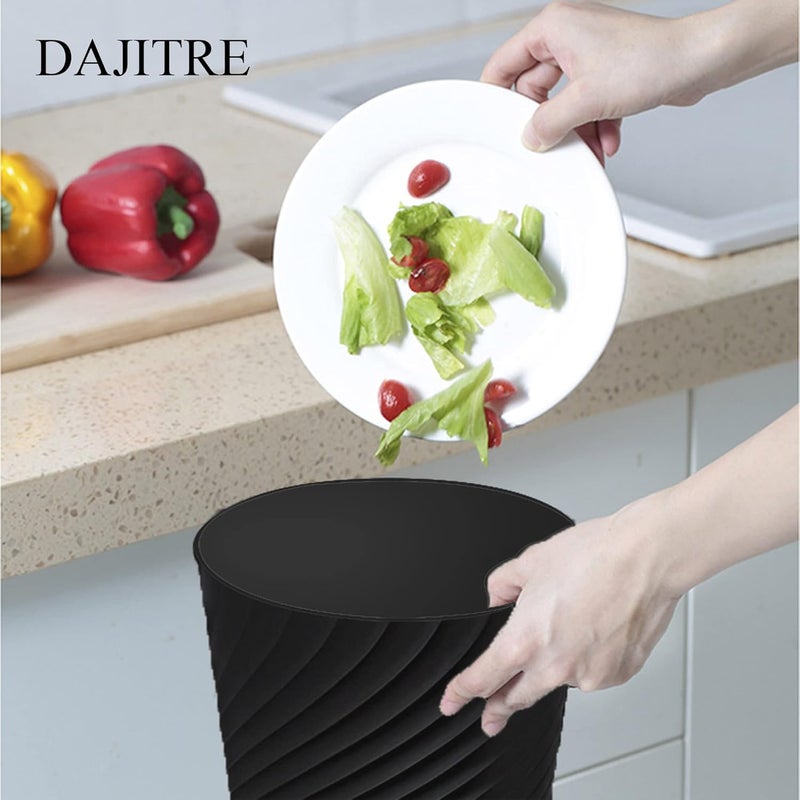 DAJITRE 1.8 Gallon Small Trash Can Wastebasket Recycling Bin Slim Profile for Compact Spaces Bathroom, Office, Bedroom, Kitchen (1.8 Gallon, Black), 01 - Image 4