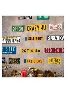 Bluejw 18-Piece License Plate Decor Assorted Garage Decor License Plates Stickers Retro Vintage Us States Number Tags Automotive Vintage Decor Retro Home Decor for Man Cave Garage DIY Bar Home  - Image 1