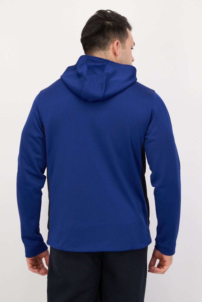 Adidas Men Sportswear Fit Long Sleeves Training Full Zip Hooded Jacket, Blue  - Image 3