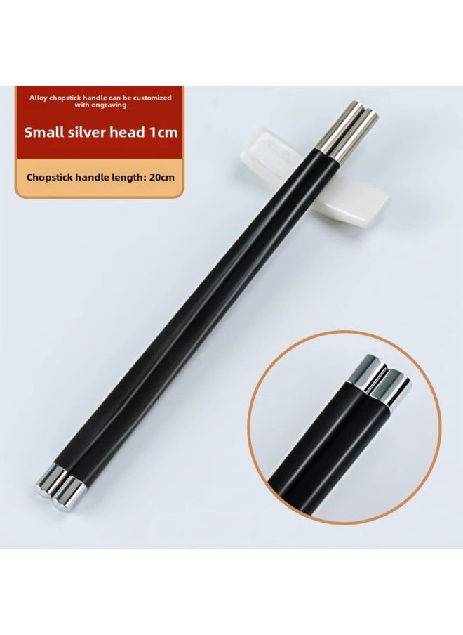 Disposable Chopsticks Head Fixed Printing Logo Can Change Head Stitching Chopsticks Handle Engraving Commercial Hotel Hotpot Special Chopsticks-Color:Small Silver Head-20cm Chopstick Handle-Specifications:10 Pairs