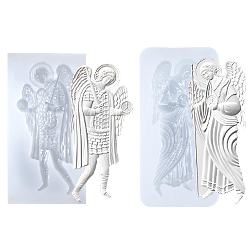 FUNSHOWCASE Art Molds for Polyclay Air Dry Clay Plaster 2 Carved Archangel Symbols