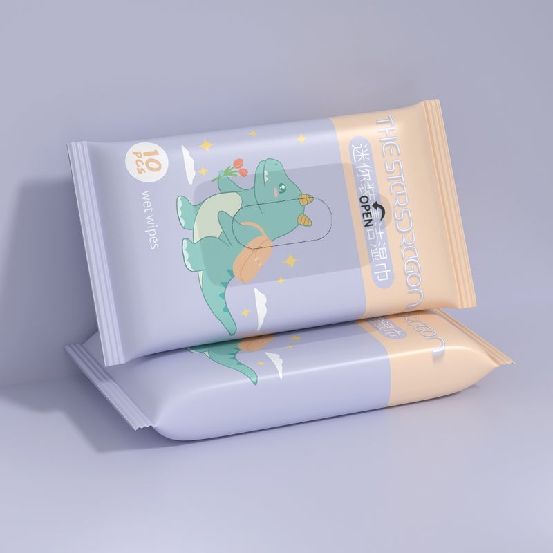 10-Pack Mini Cleaning Wipes Small Package For Babies, Portable Kidsren'S Student Dormitory Wet Wipes Small Package Gift - Image 1
