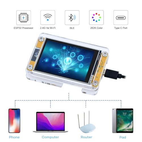Hosyond 2.8 Inch ESP32 Display Resistive Touchscreen with Acrylic Case, ILI9341 Driver 240x320 TFT LCD Module for Arduino IOT - Image 3