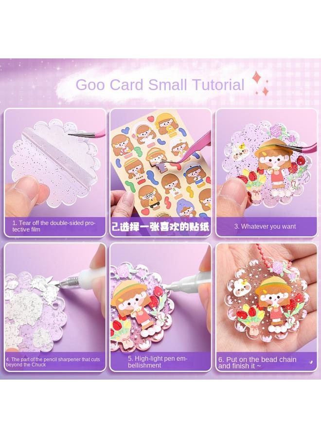 Bluejw Goo Card Sticker Suit Girls Children's Stationery Goo Plate Goo Card Hand Account Material Full Set Of Handmade Material Gift Pack - Image 5