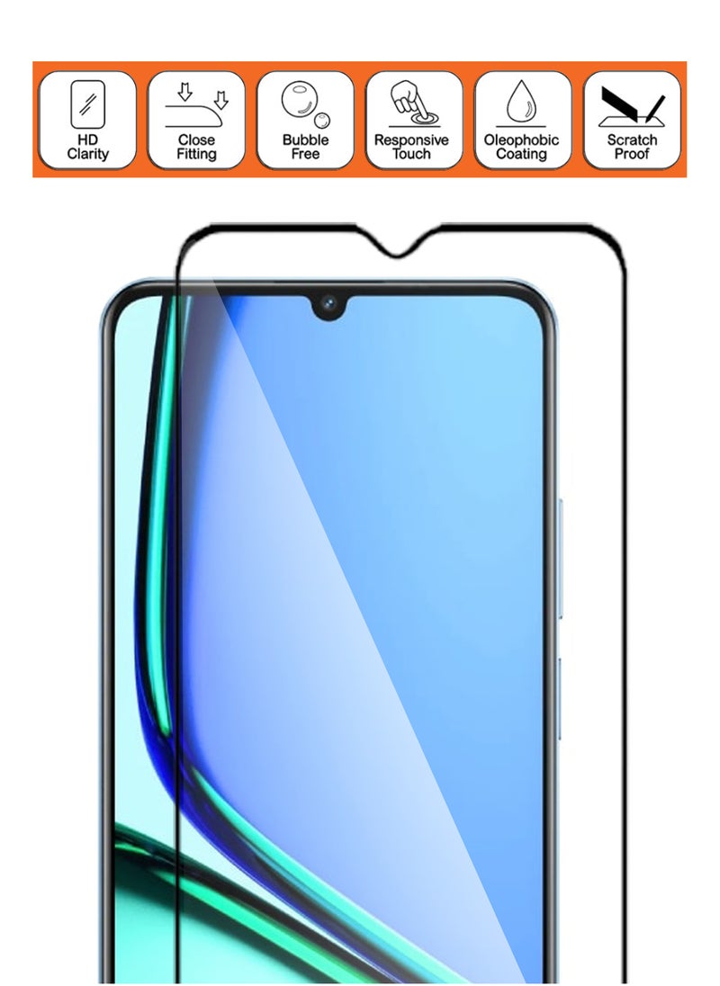 Realme Note 60 - Tempered Glass Screen Protector - Delicate Touch , Higher Transparency , Easy to Install ,Anti-scratch and Bubble-free Screen Protector - Black