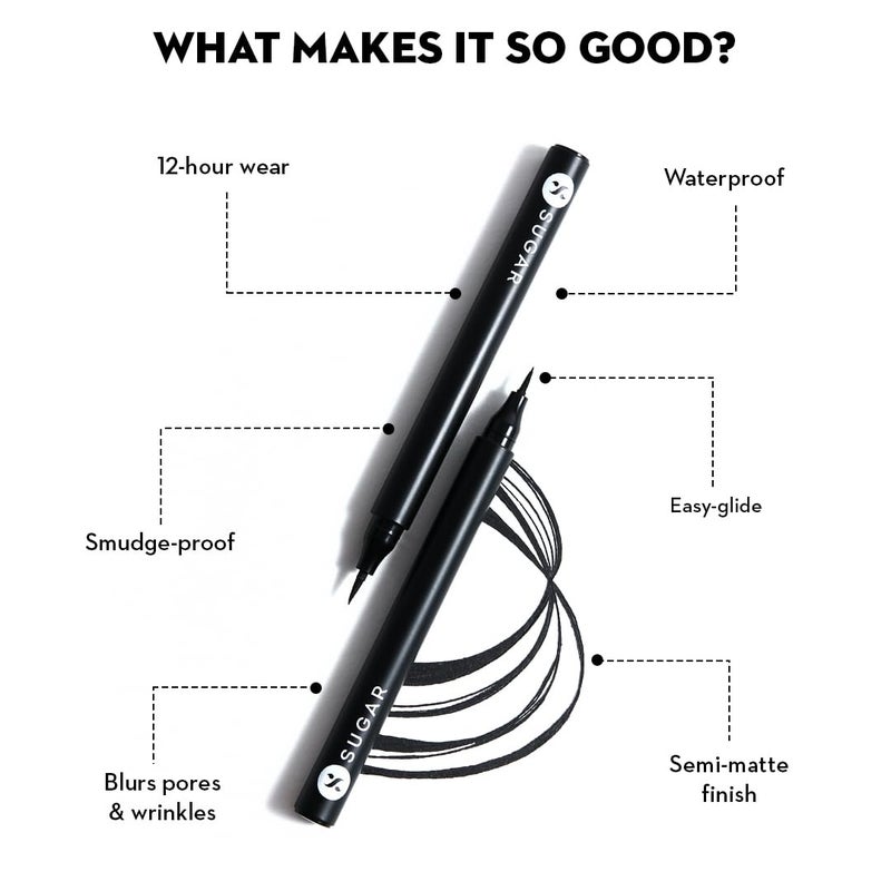 Sugar Cosmetics Wingman Waterproof Microliner01 I'll Be Black (Black)micro precision tip, jet-black formula, Smudgeproof - Image 2