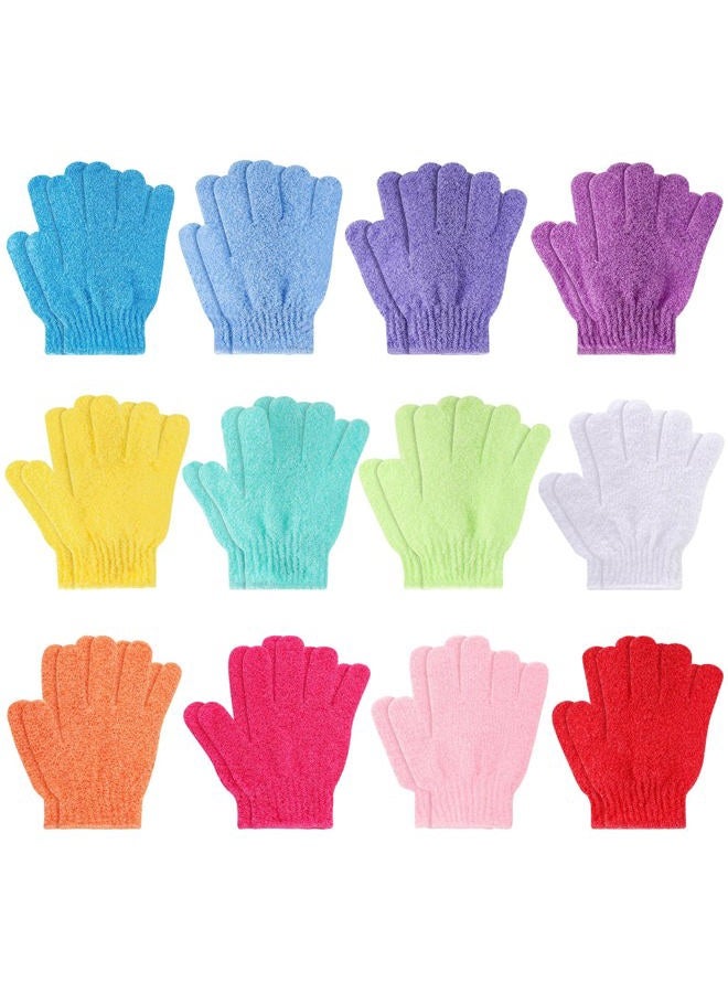 BTYMS 12 Pairs Shower Exfoliating Gloves Hand Exfoliating Glove Body Scrubber Loofah Washing Gloves for Shower, Spa, Massage and Body Scrubs, Dead Skin Cell Remover - Image 1