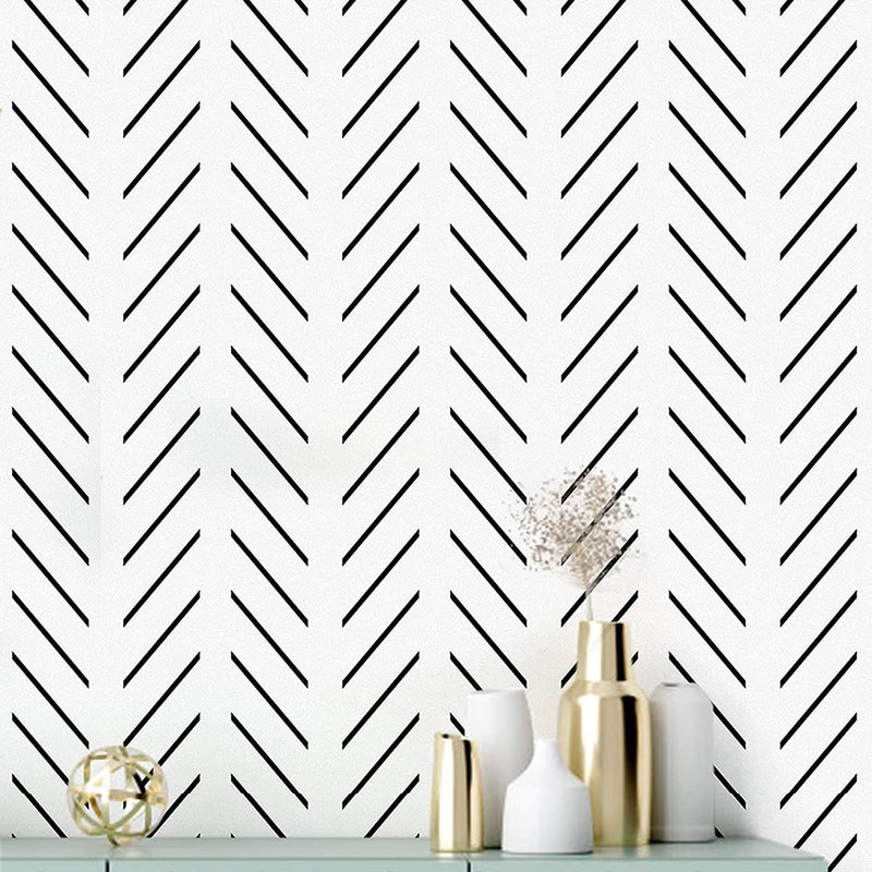 Erfoni Black and White Peel and Stick Wallpaper Modern Herringbone Contact Paper Bathroom 177inch x 2362inch Geometric Removable Wallpaper Peel and Stick Backsplash Self Adhesive Contact Paper