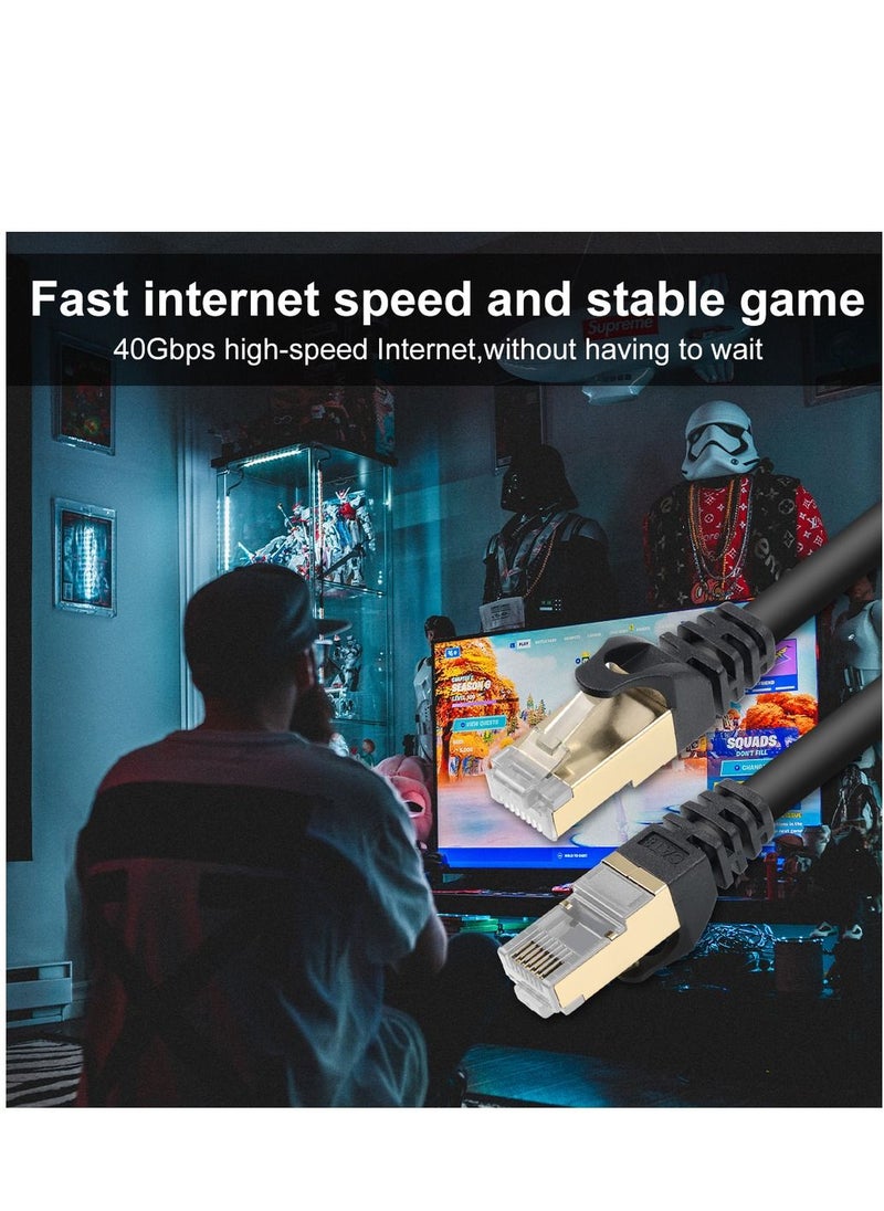 Generic - Cat 8 Ethernet Cable Heavy Duty High-Speed 26AWG Cat8 LAN Network Cable 40Gbps, 2000Mhz with Gold Plated RJ45 Connector, for Gaming and all LAN usage. - Image 1