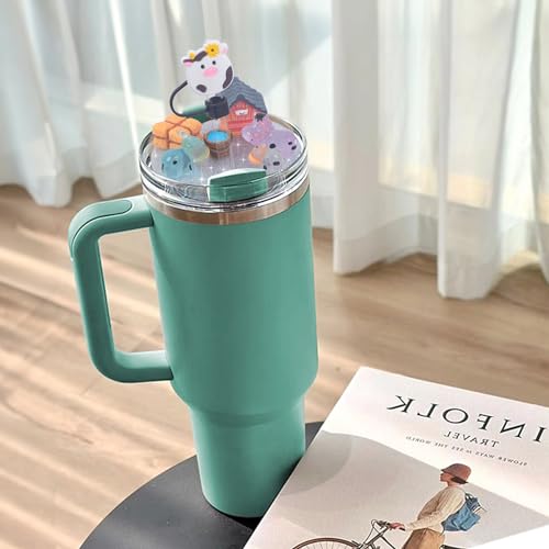 LA KEN DU Compatible with Stanley Cup Lid Accessories Charms, Charms for Stanley Cups H2.0 Accessories 30oz 40oz with Silicone Straw Cover Cap for Tumblers (Cow, 40oz) - Image 5