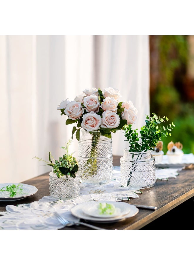 Arabest Flower Vase, Vintage Large Glass Vase Cylinder, Glasseam 1 Glass Vase 20 cm High Large Decorative Vases Wedding Table Decoration Round Rose Vase Tulip Vase Wide Table Vase Glass Vase Set Living Room - Image 4