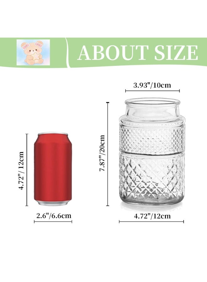 Arabest Flower Vase, Vintage Large Glass Vase Cylinder, Glasseam 1 Glass Vase 20 cm High Large Decorative Vases Wedding Table Decoration Round Rose Vase Tulip Vase Wide Table Vase Glass Vase Set Living Room - Image 3