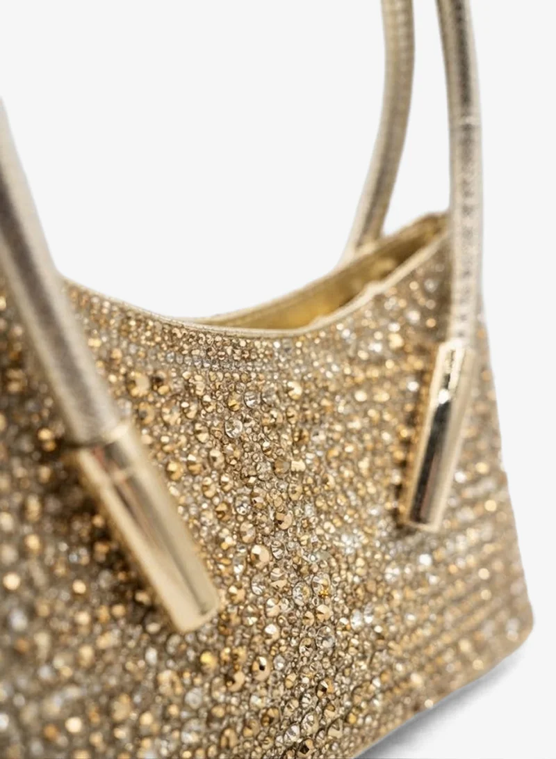 Viny Viny Women's Crystal Rhinestone Mini Handbag – Embellished Evening Bag with Rounded Top Handle