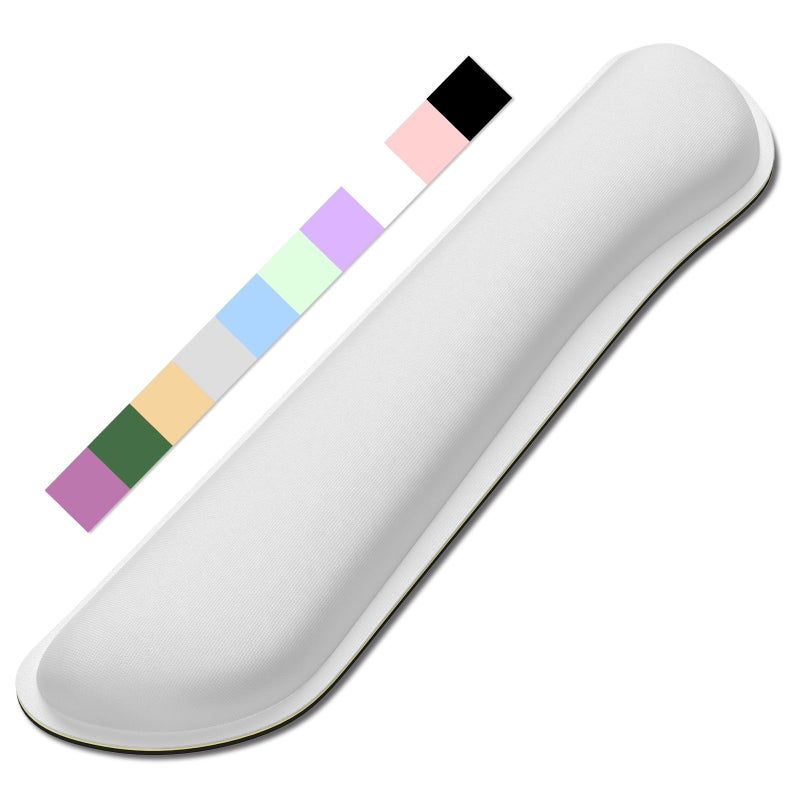 Dapesuom Enlarge Keyboard Wrist Rest, Cute Memory Foam Keyboard Wrist Cushion for Computer Desk Mats Support, Typing Pain Relief Ergonomic Mouse Pad Rests with Non-Slip Base for Gaming, Laptop, White - Image 1