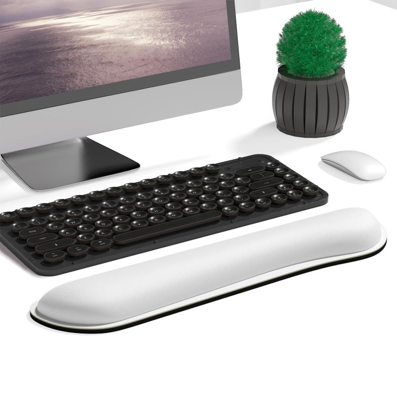 Dapesuom Enlarge Keyboard Wrist Rest, Cute Memory Foam Keyboard Wrist Cushion for Computer Desk Mats Support, Typing Pain Relief Ergonomic Mouse Pad Rests with Non-Slip Base for Gaming, Laptop, White - Image 2