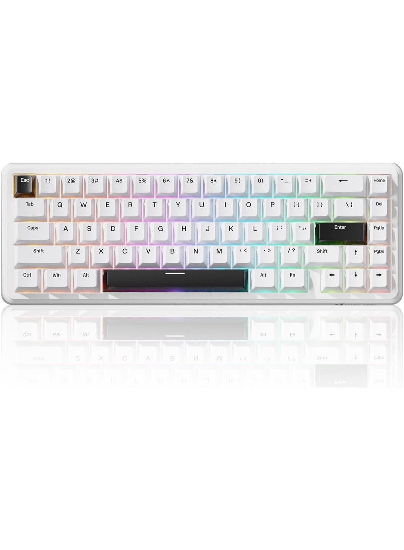 هجوم القرش X65 HE Magnetic Switch Rapid Trigger Keyboard 65% Wired Gaming Keyboard with 8000 Hz Polling Rate, 0.01mm RT Accuracy, PBT Keycaps, QMK Driver, RGB - White - Image 1
