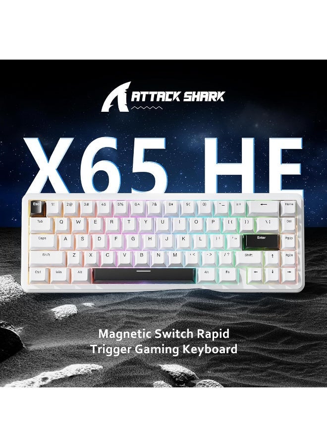 هجوم القرش X65 HE Magnetic Switch Rapid Trigger Keyboard 65% Wired Gaming Keyboard with 8000 Hz Polling Rate, 0.01mm RT Accuracy, PBT Keycaps, QMK Driver, RGB - White - Image 4