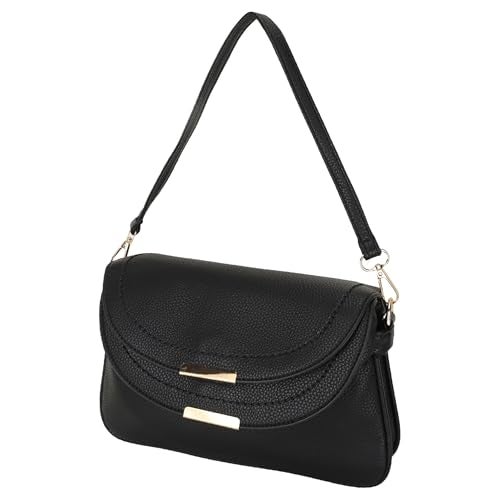 SIBY Snap Purse | PU Leather Fashion Quilted Crossbody Shoulder Bag for Women with Removable Straps - Black - Image 1