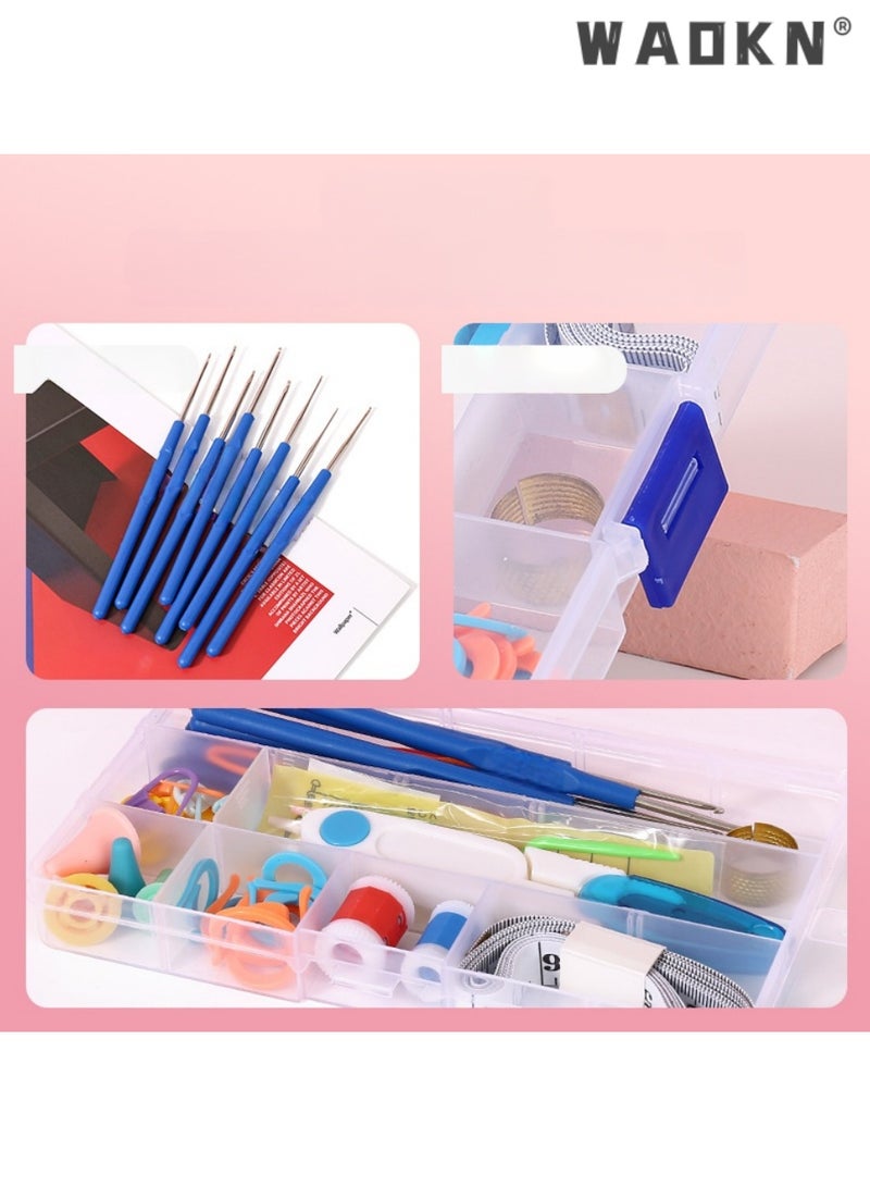 دبليو أيه أو كي أن 53PCS كروشيك هوك مجموعة مع 16 أحجام 0.6mm-6.0mm ، إربونومية ناعمة قبضة أكسيد الألومنيوم كروشيك إبر مع صندوق التخزين ، خالية من الألم للكروشيك لفترة طويلة ، تخزين منظم أنيق ، محمول وخفيف الوزن ، مجموعة أدوات الحياكة الكاملة للمبتدئين DIY الحرف ، هدية عيد الميلاد - Image 2