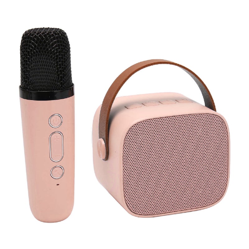 Mini Karaoke Machine Set Support Bluetooth AUX USB Memory Card Portable Bluetooth Speaker with Wireless Microphone Pink - Image 4