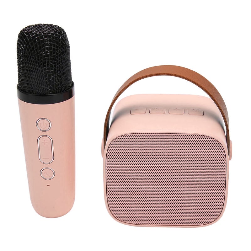 Mini Karaoke Machine Set Support Bluetooth AUX USB Memory Card Portable Bluetooth Speaker with Wireless Microphone Pink - Image 3