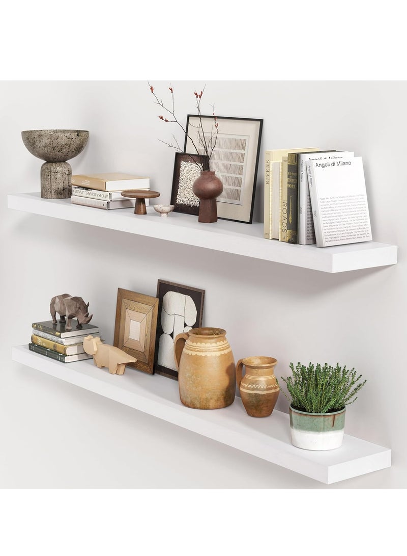 DubaiGallery 2 Pcs Set Floating Wall Shelf MDF Modern Home Decoration Simple Design Shelves Kitchen Bedroom Living Room Shelf Wall Shelf Rack - Image 1