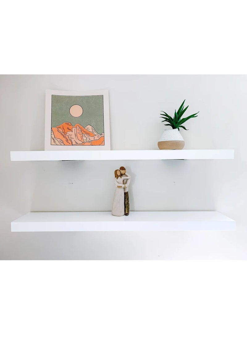 DubaiGallery 2 Pcs Set Floating Wall Shelf MDF Modern Home Decoration Simple Design Shelves Kitchen Bedroom Living Room Shelf Wall Shelf Rack - Image 3