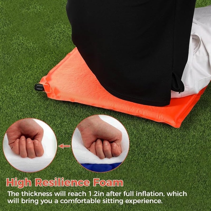 Self Inflating Memory Foam Seat Cushion Portable Non Slip For Car Office Travel Orange - Image 4