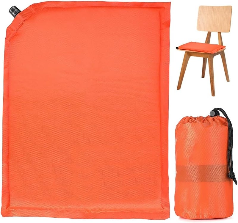 Self Inflating Memory Foam Seat Cushion Portable Non Slip For Car Office Travel Orange - Image 1