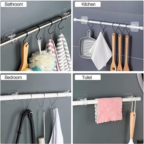 ELMVIA Self Adhesive Wall Hooks Hanger Hook for Bathroom & Kitchen Multi-Purpose Use Heavy Duty Waterproof and Rustproof Upto10KG (Curtain Rod Holder, 6PCS) - Image 5