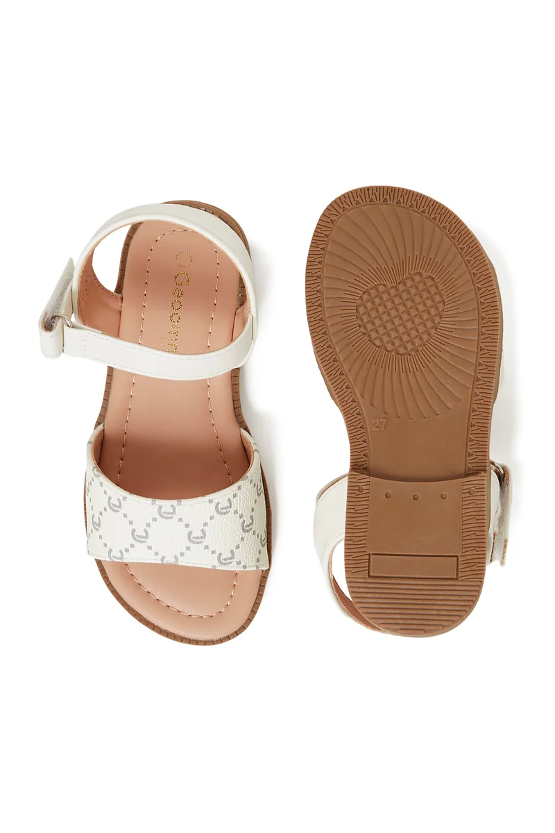 Geoomnii  GEOOMNII Sandals for Infant Girls – WHITE Sandals with Ankle Strap | Comfortable PU Upper & TPR Sole for Women | Best Price UAE