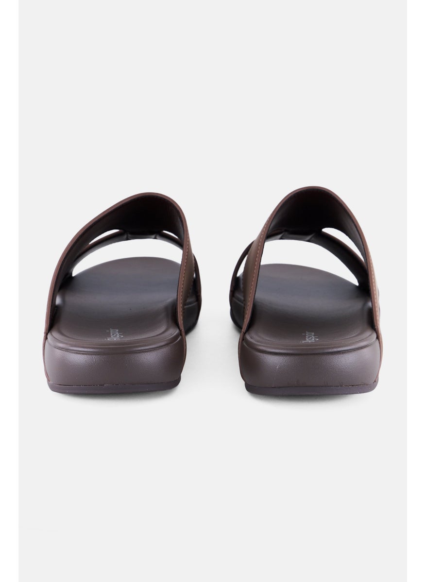 Algspar Men 2 Strap Slip On Arabic Sandals, Brown  - Image 2