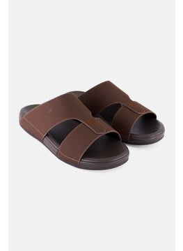 Algspar Men 2 Strap Slip On Arabic Sandals, Brown  - Image 1