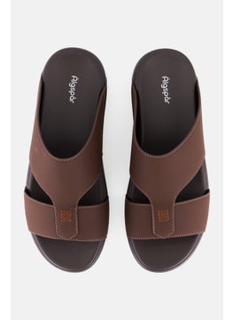 Algspar Men 2 Strap Slip On Arabic Sandals, Brown  - Image 3