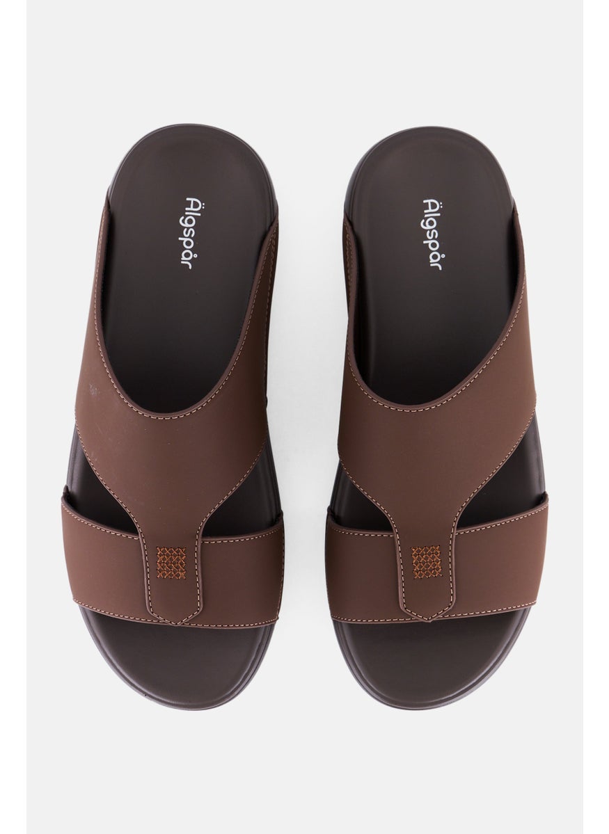 Algspar Men 2 Strap Slip On Arabic Sandals, Brown  - Image 3