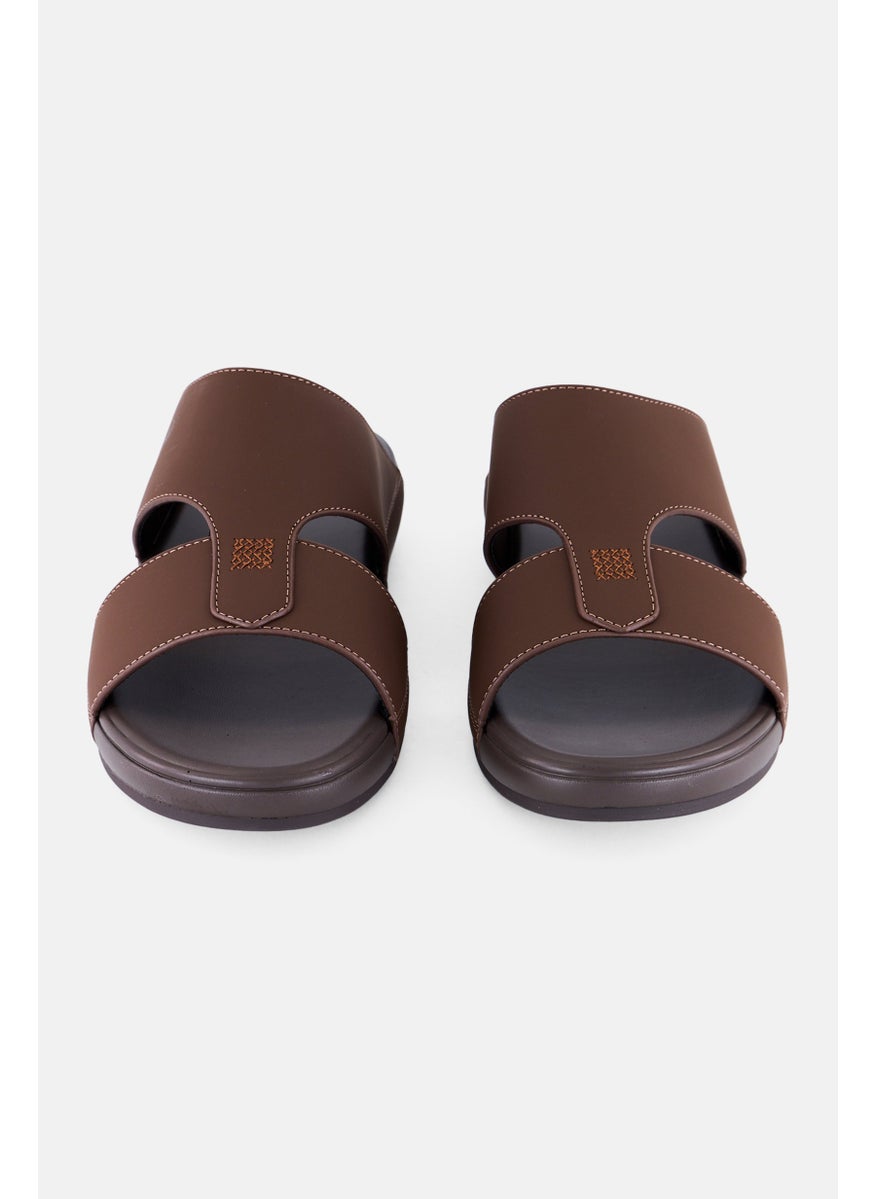 Algspar Men 2 Strap Slip On Arabic Sandals, Brown  - Image 4