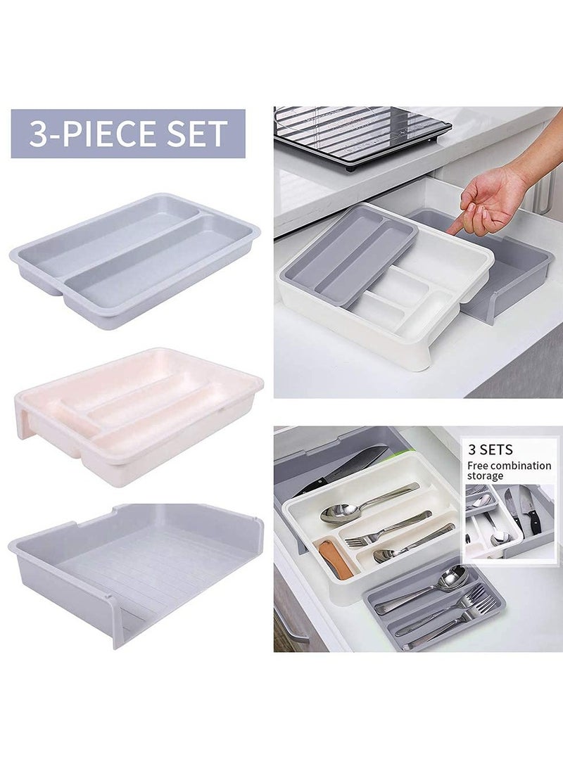 FALMER Kitchen Drawer Organizer, Expandable and Adjustable Flatware Organizer/Cutlery Drawer Divider Holder for Cutlery, Flatware, and Kitchen Tools  - Image 3