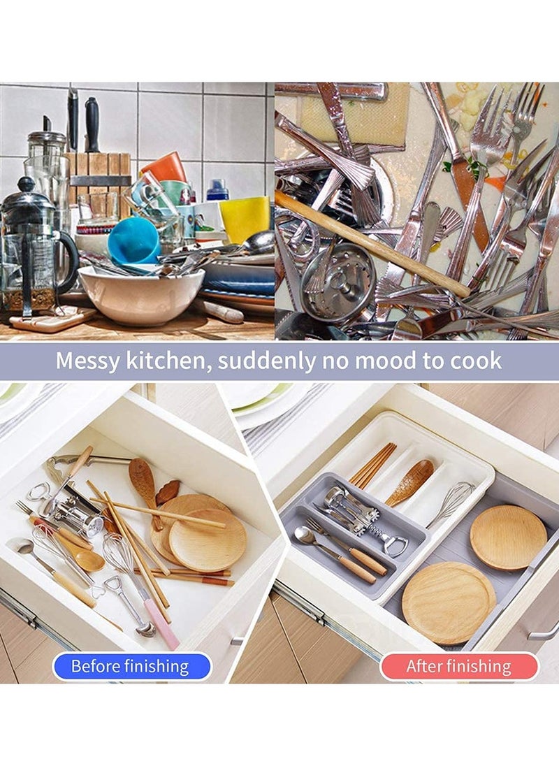 FALMER Kitchen Drawer Organizer, Expandable and Adjustable Flatware Organizer/Cutlery Drawer Divider Holder for Cutlery, Flatware, and Kitchen Tools  - Image 4