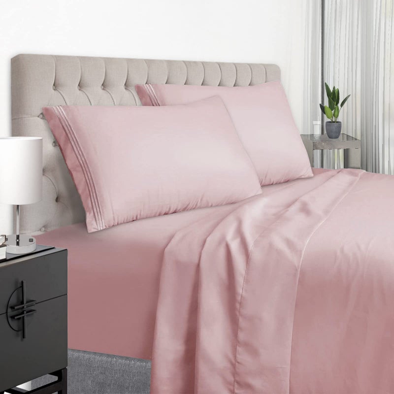 EaseHome Pink King Size Sheets Set Deep Pocket to 18 inches Mattress 4 Piece Premium Bedding Sheets Pillowcases Collection Extra SoftWrinkle Fade Stain Resistant