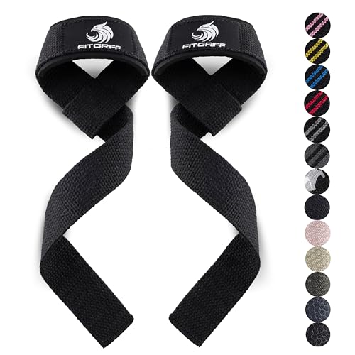 Fitgriff® Lifting Wrist Straps for Weightlifting, Gym, Deadlift, Workout (Made of Premium Cotton & Padded) - Men & Women (Standard, Black-Original) - Image 1