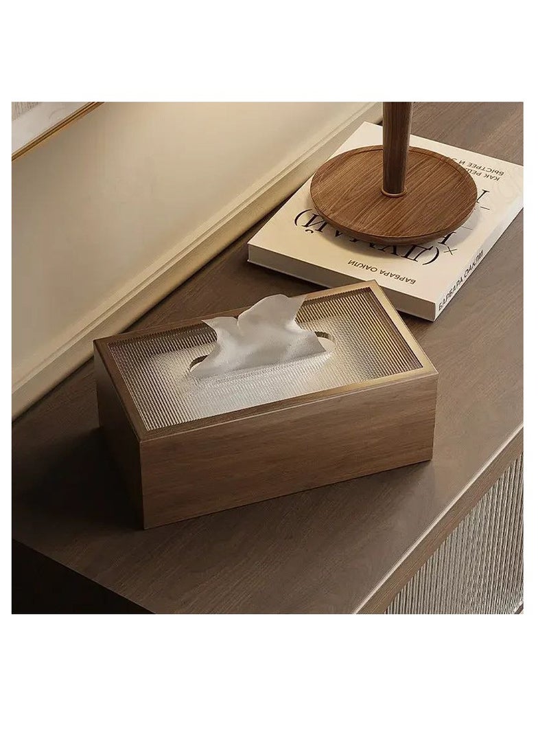 Wooden tissue box with ribbed acrylic cover, the height of elegance IR  - Image 1
