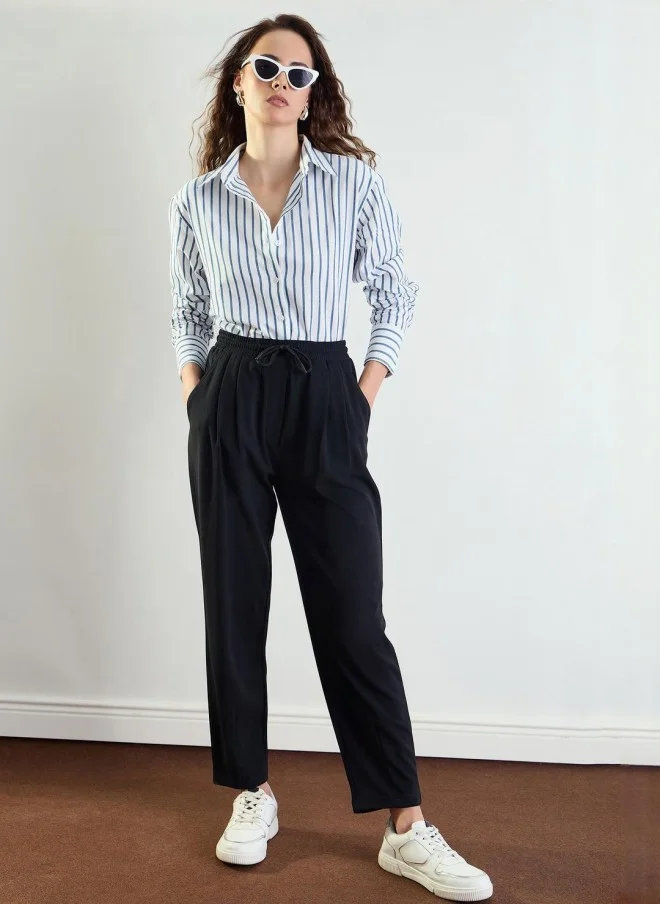 ساسافراس High-Rise Black Jogger Trousers for Women