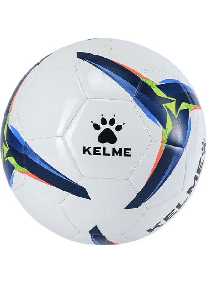 Kelme Machine-Stitched Soccer Ball For Training, Matches, And Youth Development, Adult Standard Size 5 Ball, White And Blue, Size 5 - Image 1